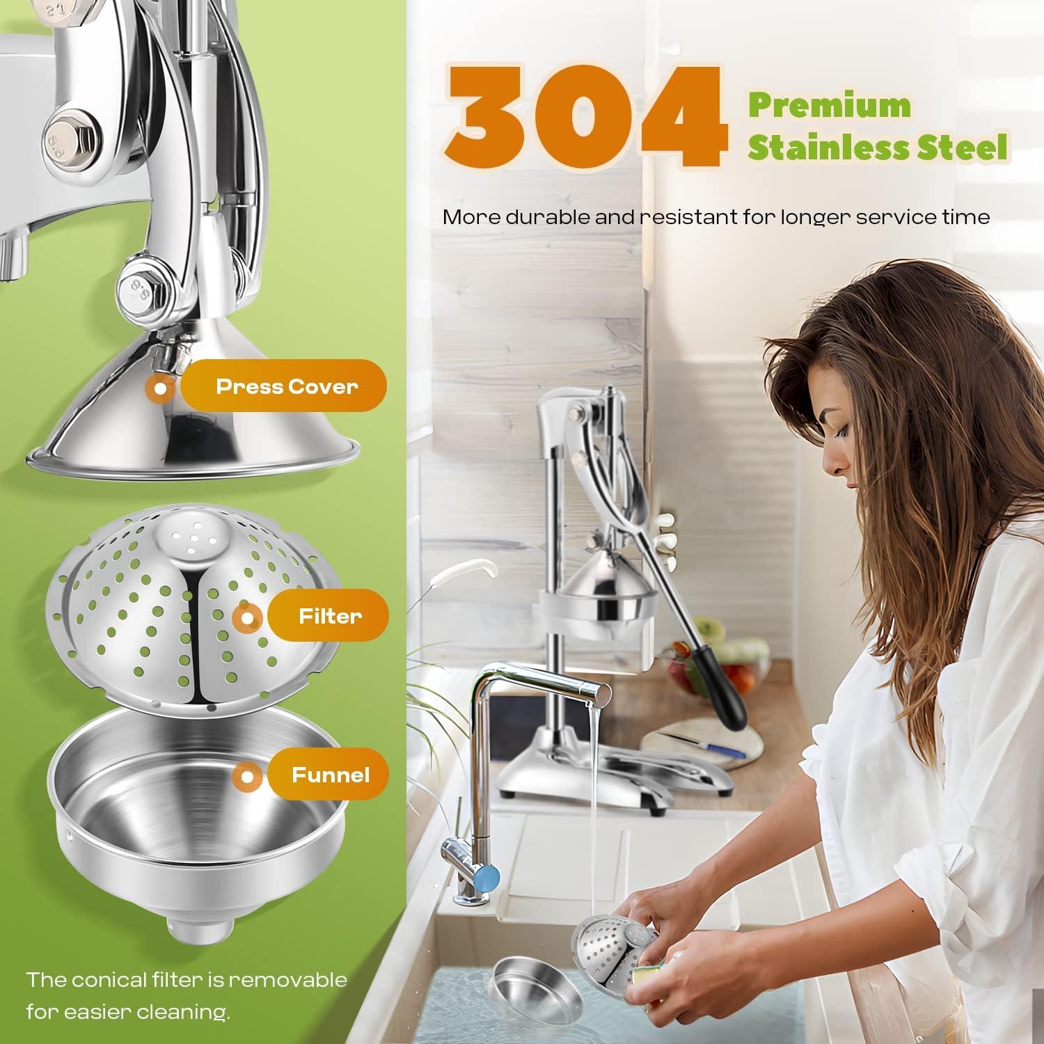 Exprimidor Manual Luzrise de Acero Inoxidable 0.5L para Cítricos