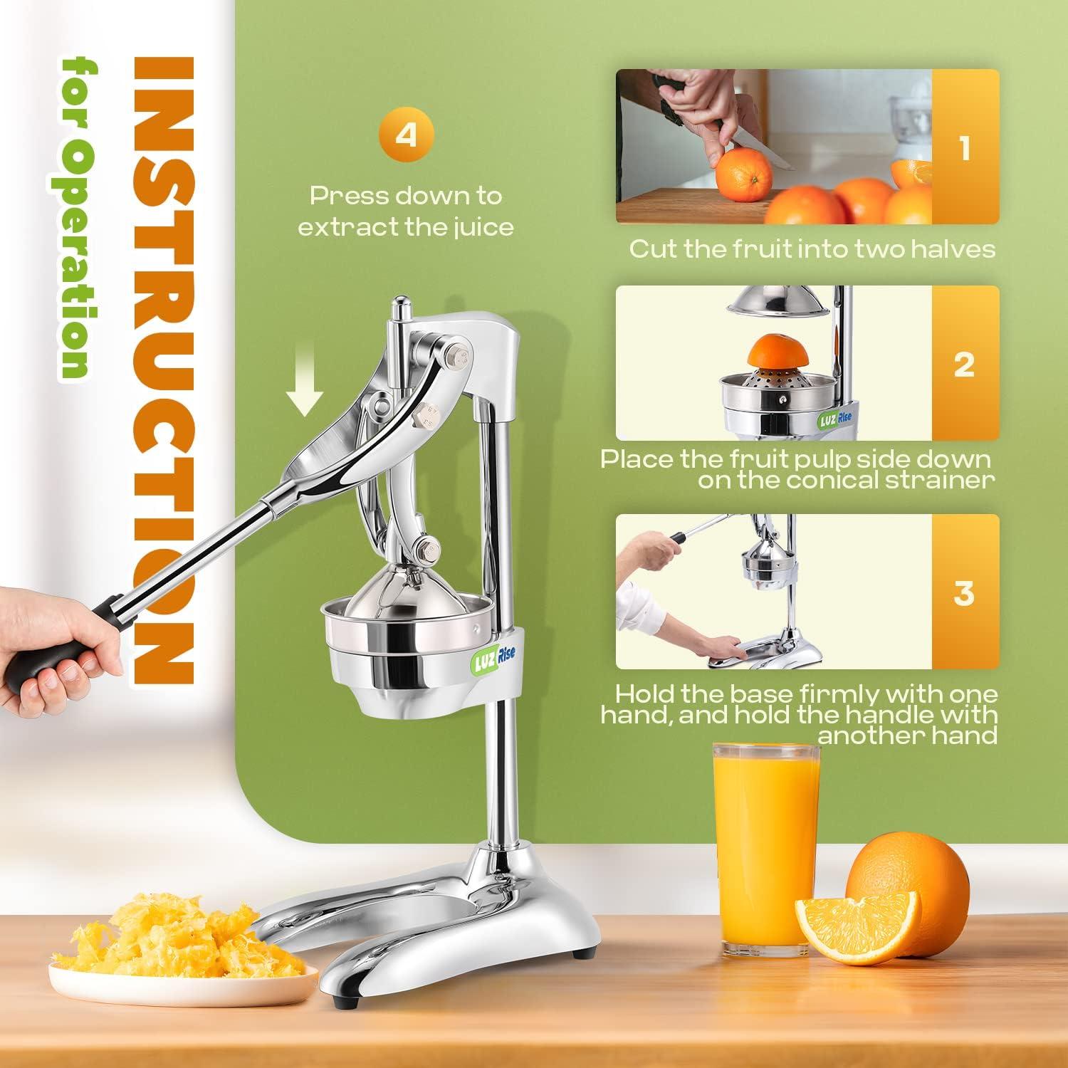 Exprimidor Manual Luzrise de Acero Inoxidable 0.5L para Cítricos