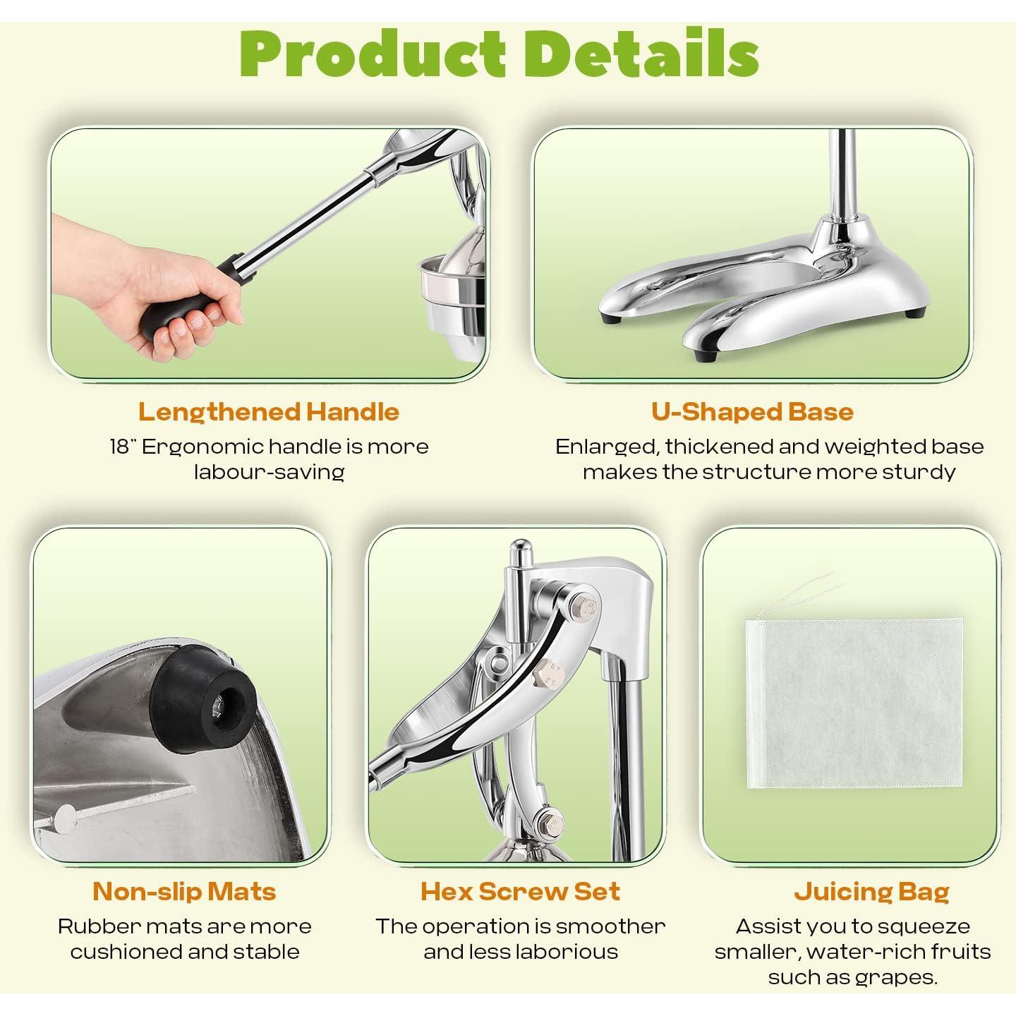 Exprimidor Manual Luzrise de Acero Inoxidable 0.5L para Cítricos