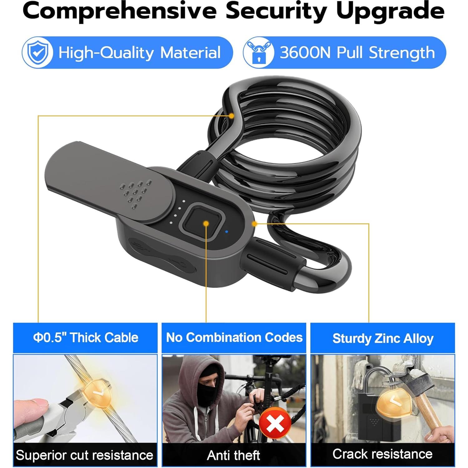 Candado de Bicicleta Inteligente Anweller C8BF Bluetooth