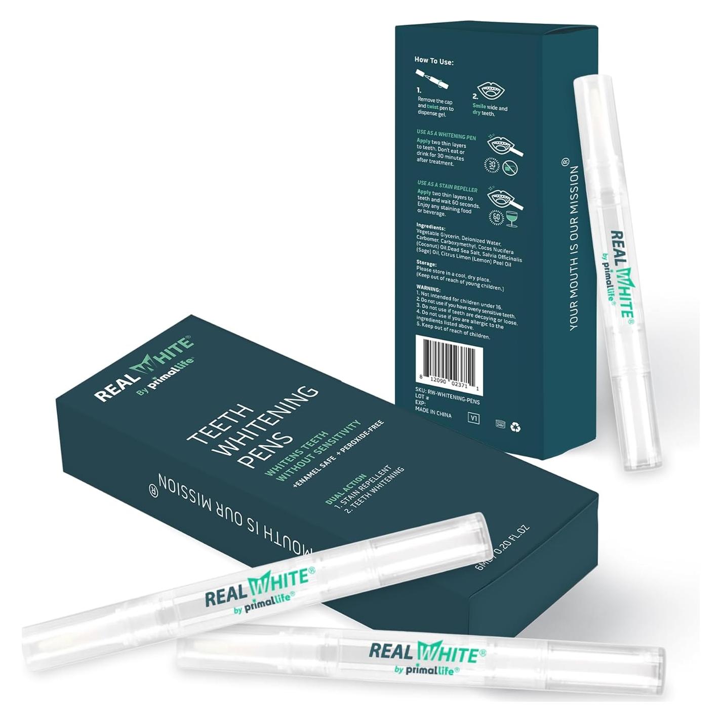 Bolígrafos Blanqueadores de Dientes Primal Life Orgánicos 3 Pzas