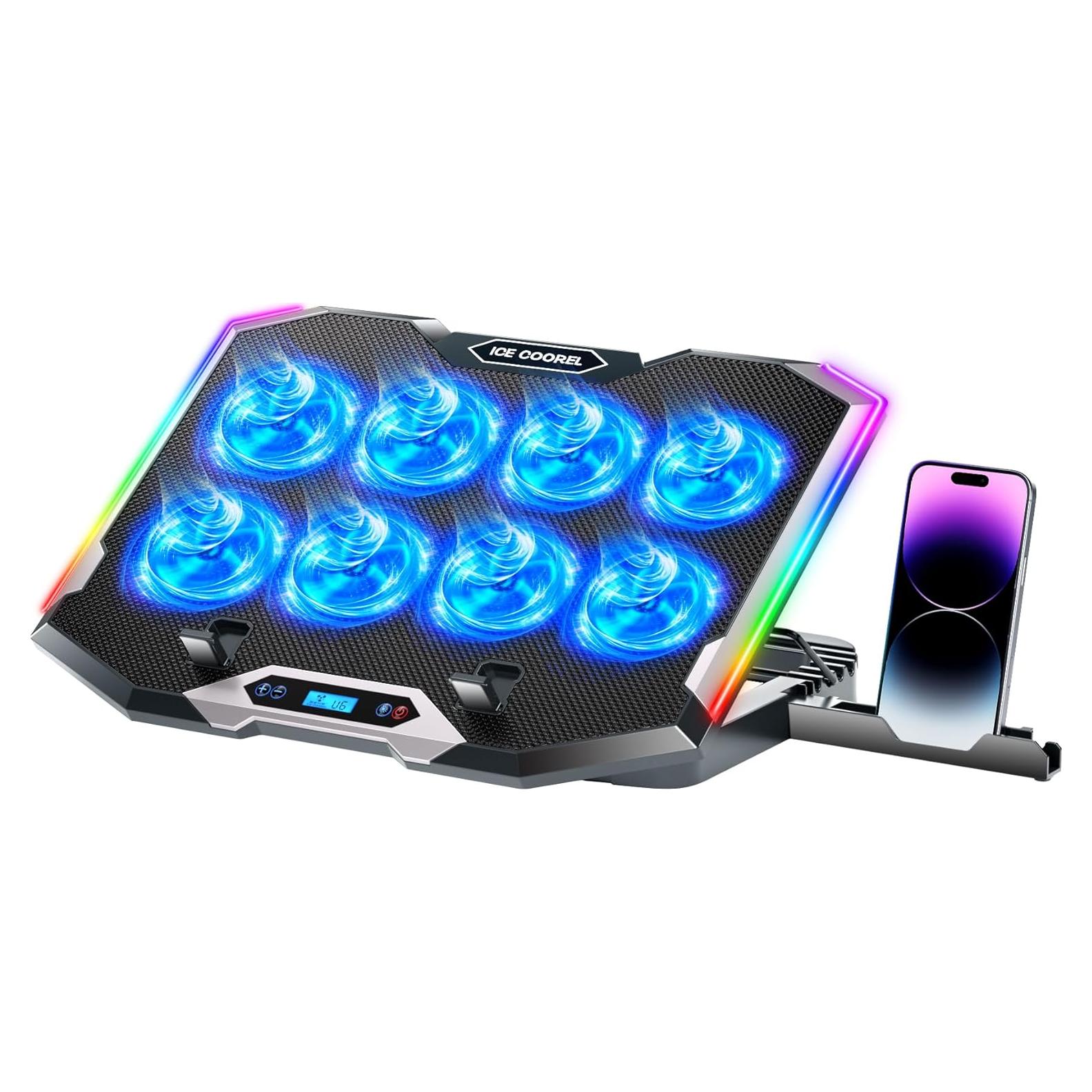 Pad de Enfriamiento para Portátil ICE COOREL K10 8 Ventiladores