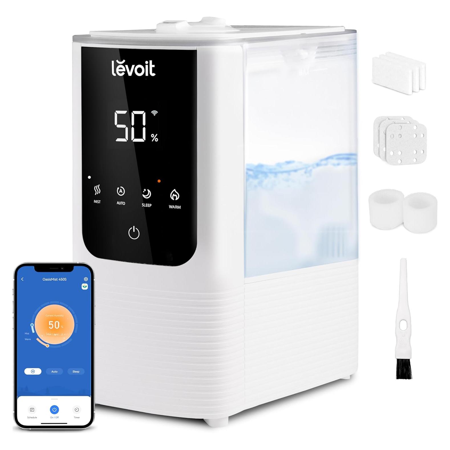 Humidificador inteligente LEVOIT OasisMist 4.5L vapor frío y caliente