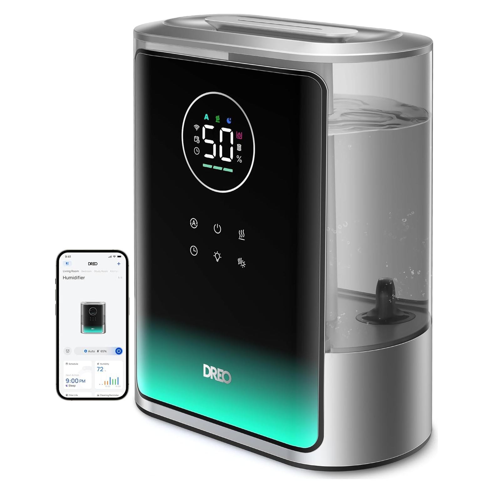 Humidificador Inteligente Dreo 8L Plata para Habitaciones Grandes