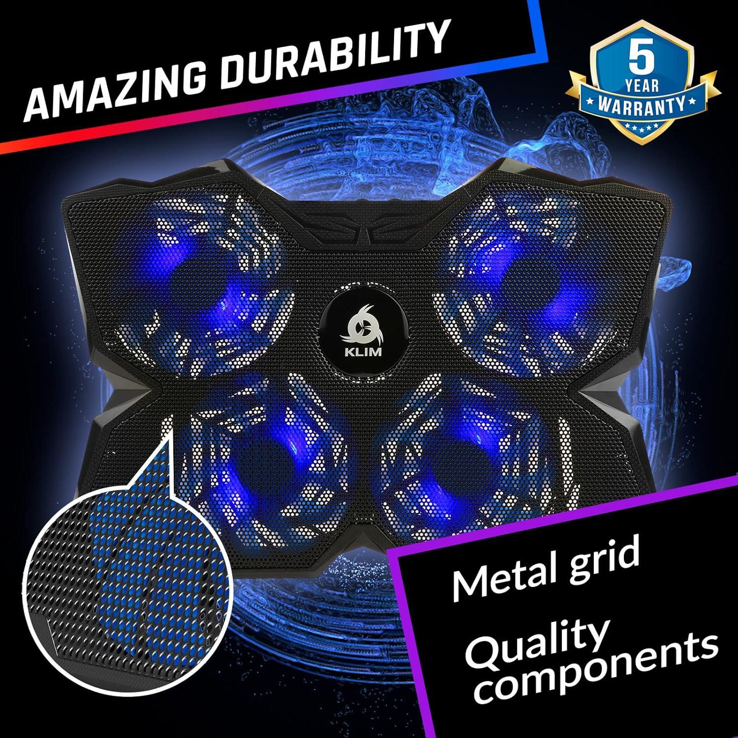 Base de Enfriamiento KLIM Wind para Laptop 4 Ventiladores Azul