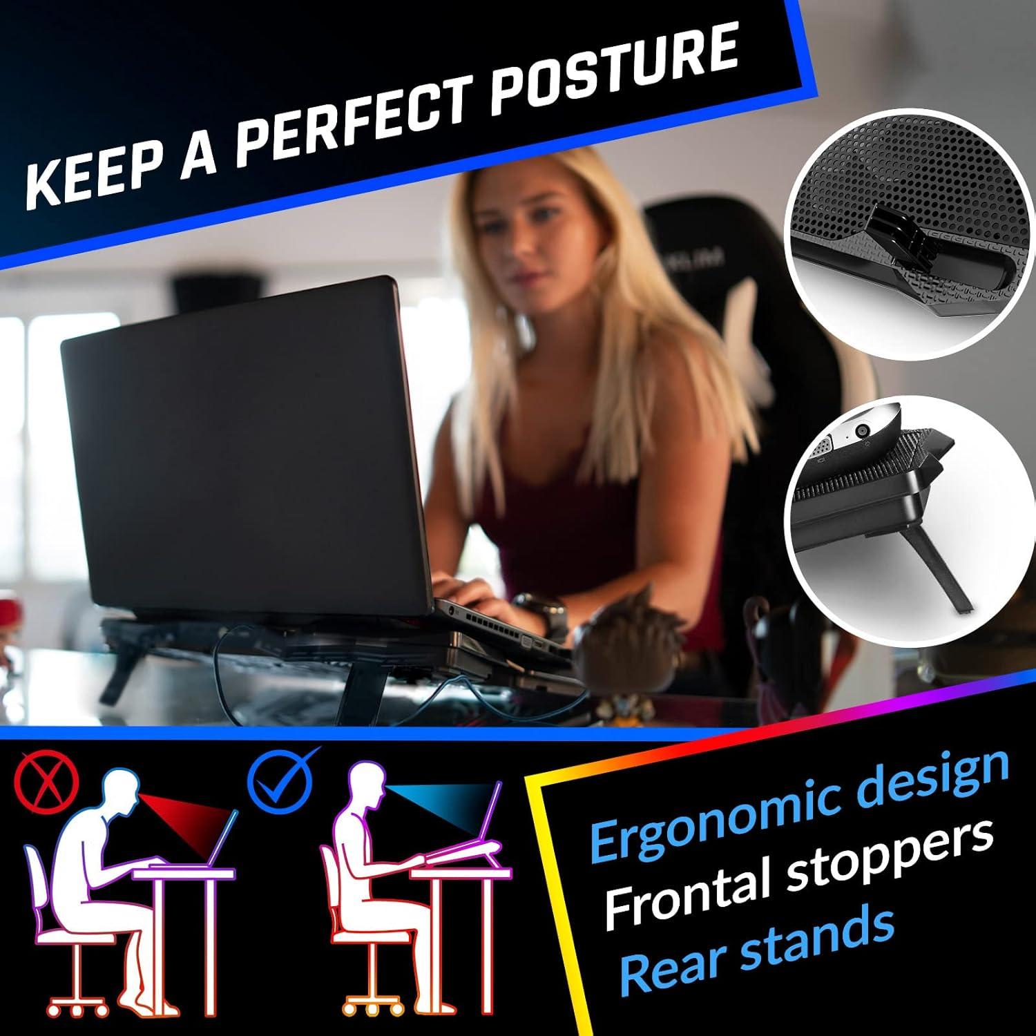 Base de Enfriamiento KLIM Wind para Laptop 4 Ventiladores Azul