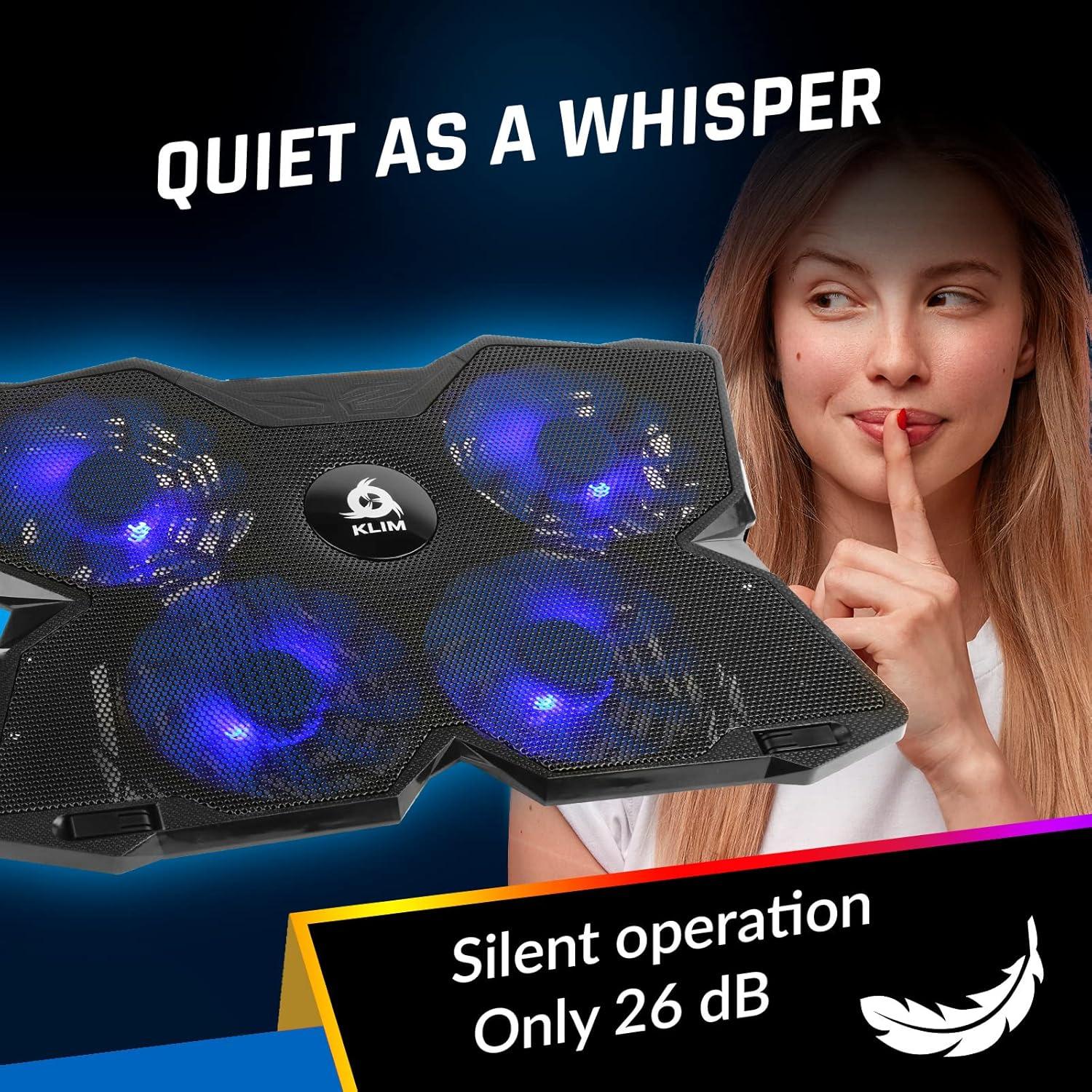 Base de Enfriamiento KLIM Wind para Laptop 4 Ventiladores Azul