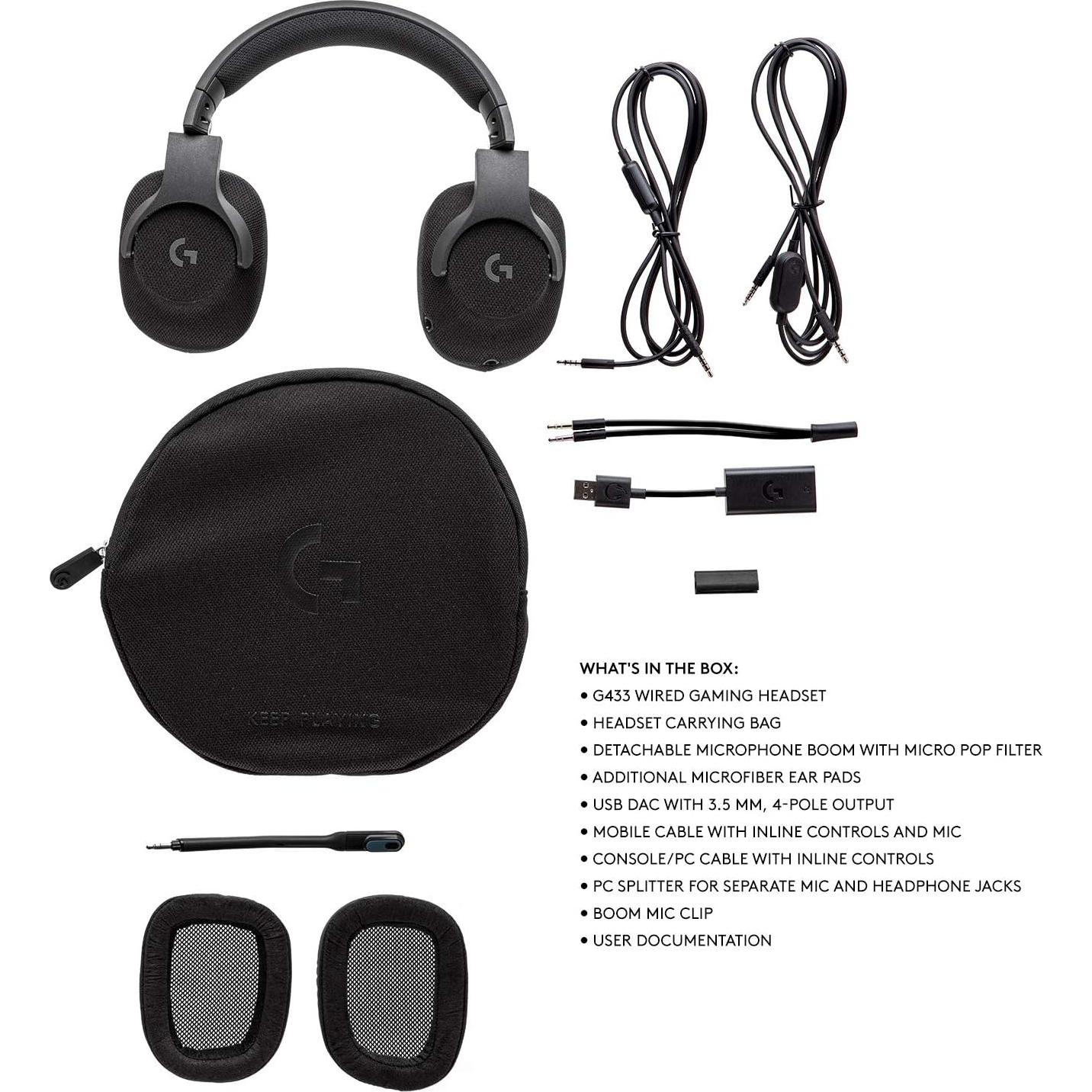 Auriculares Gaming Logitech G433 7.1 con Cable - Negro
