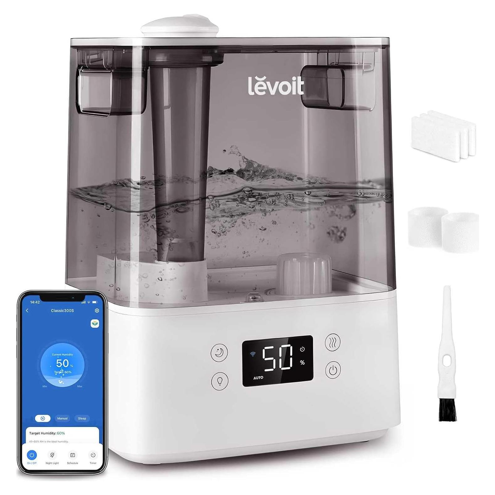 Humidificador Inteligente LEVOIT 6L para Dormitorio Gris