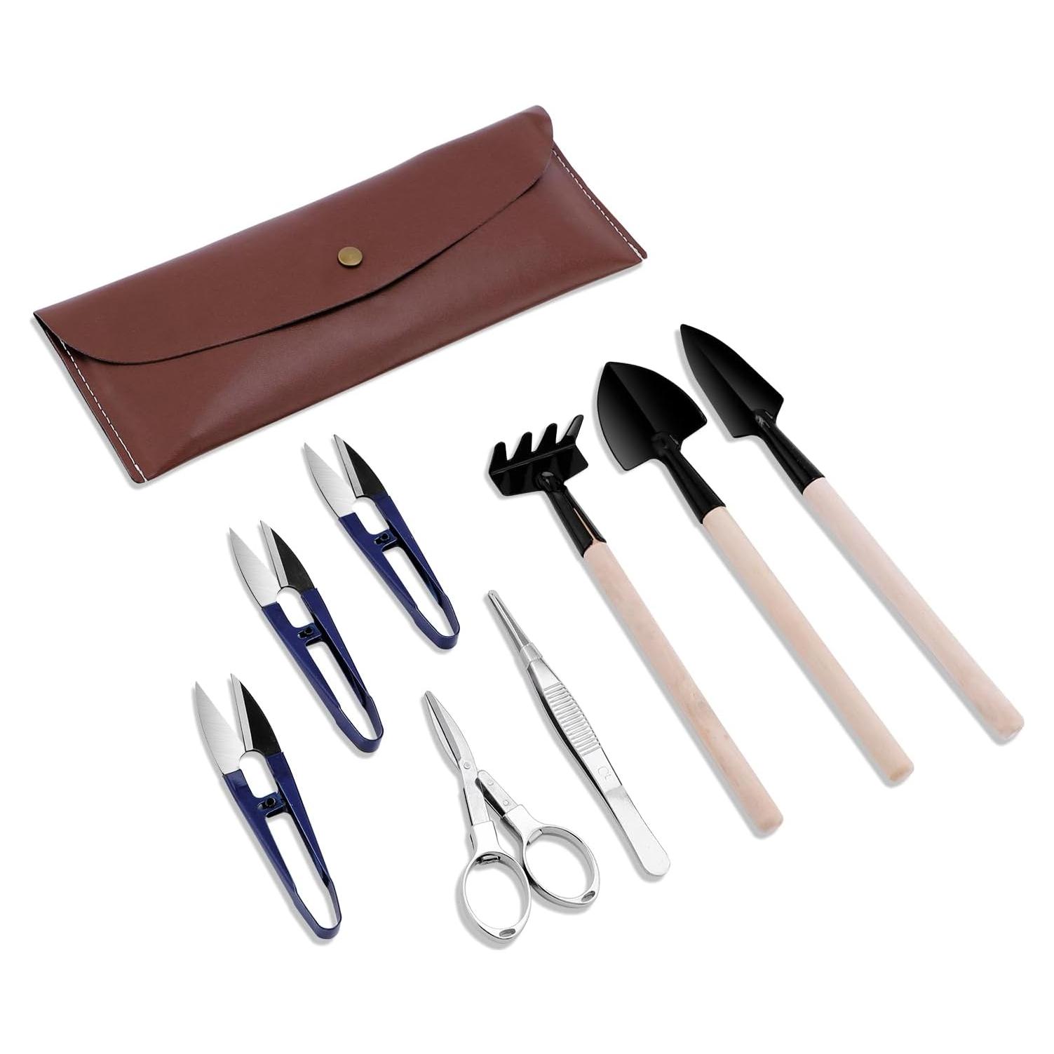 Juego de Herramientas para Bonsai 8 Pcs ZELAR - Acero Inoxidable