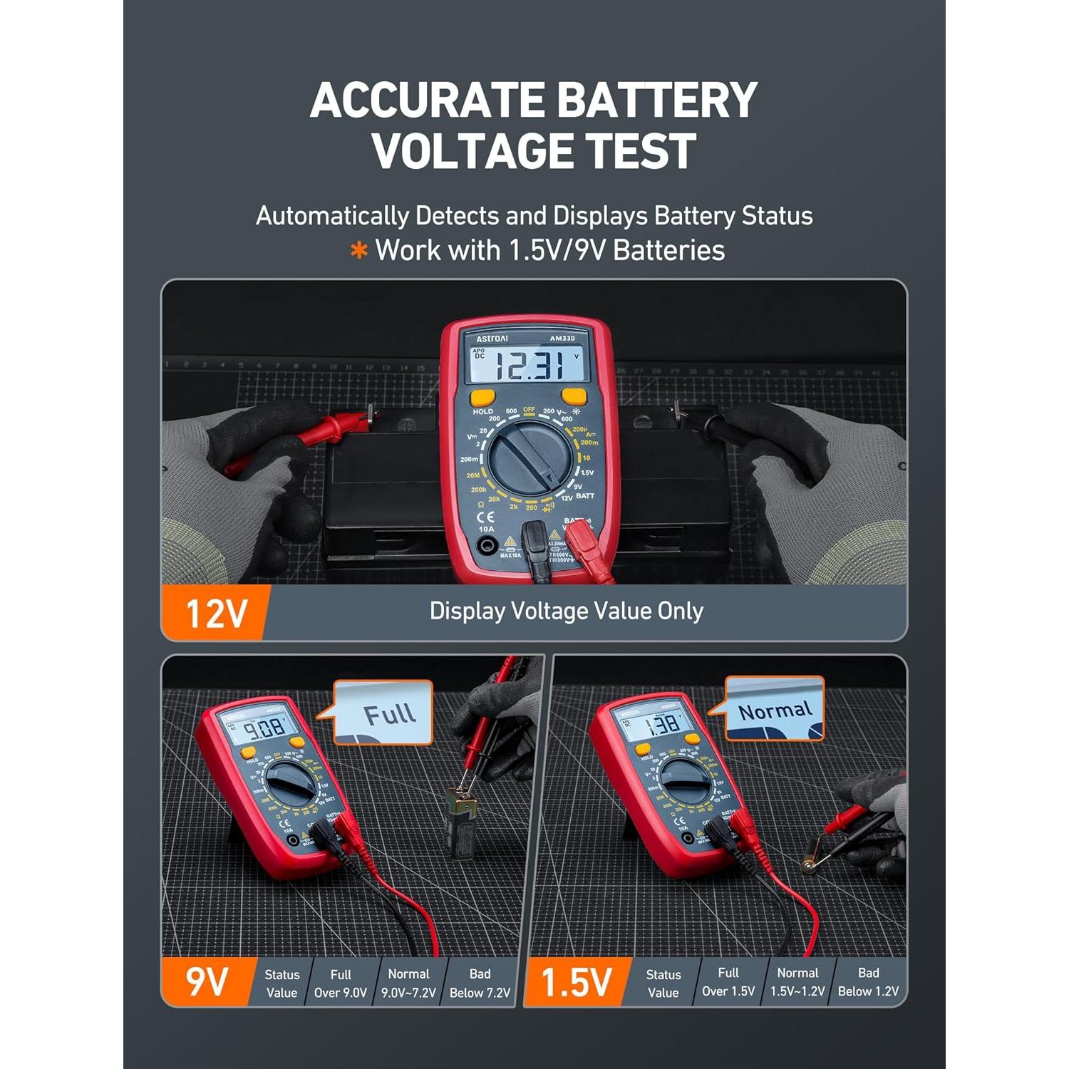 Multímetro Digital AstroAI 2000 Cuentas Voltímetro Azul