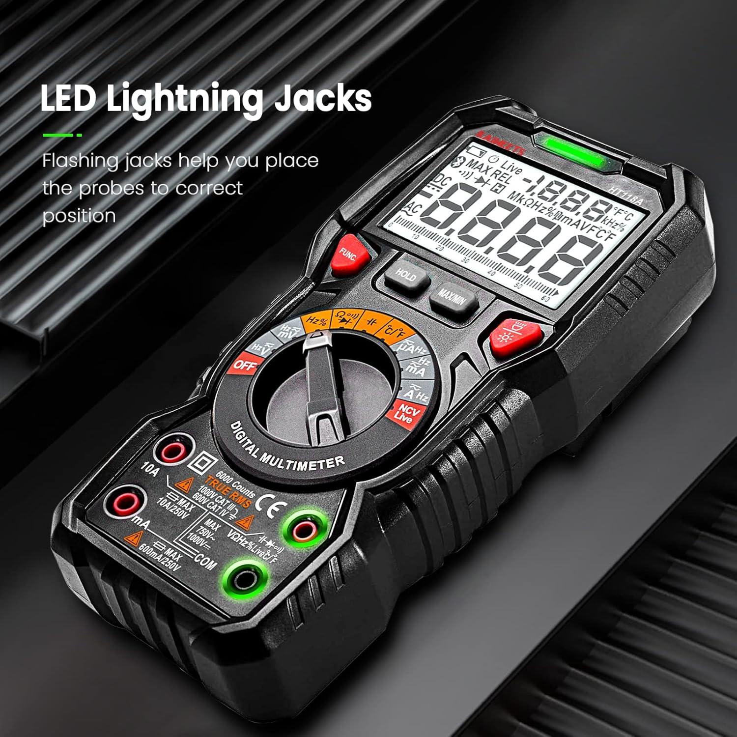 Multímetro Digital KAIWEETS HT118A 6000 Cuentas Auto-Rango