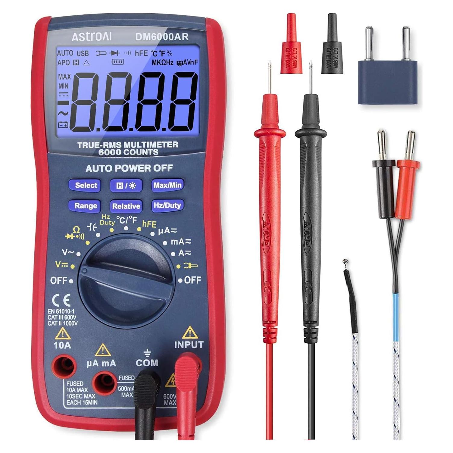 Multímetro Digital AstroAI AST-6000-D 6000 Cuentas