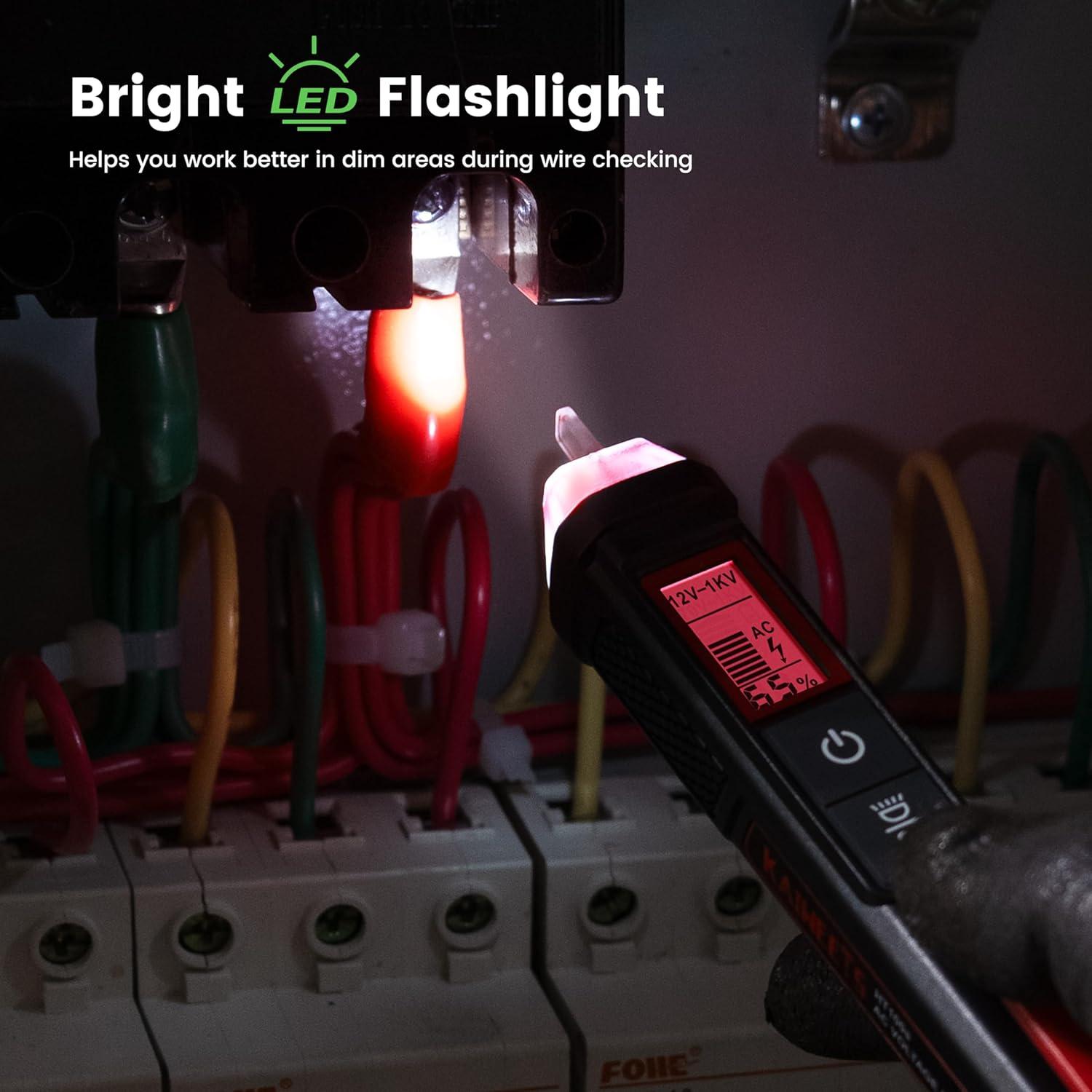 Probador de Voltaje KAIWEETS HT100s Sin Contacto 12-1000V