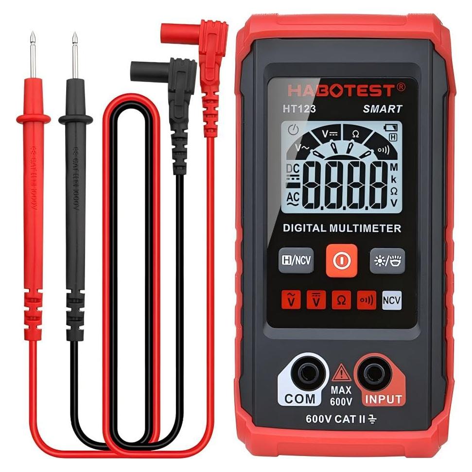 Multímetro Digital HABOTEST HT123 con Pantalla LED y Detección de Voltaje