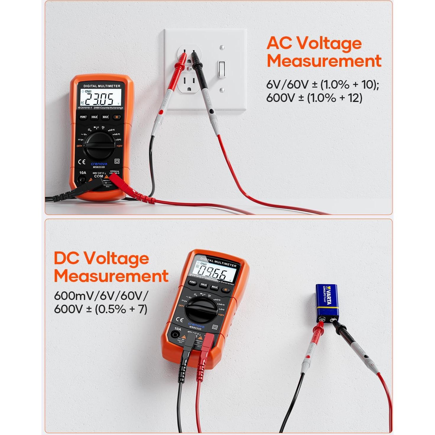 Multímetro Digital Crenova MS8233D 6000 Cuentas AC/DC