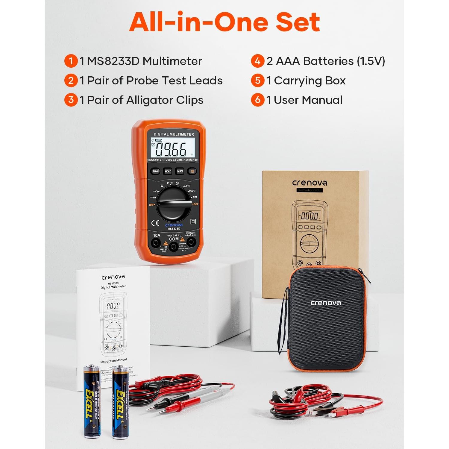 Multímetro Digital Crenova MS8233D 6000 Cuentas AC/DC