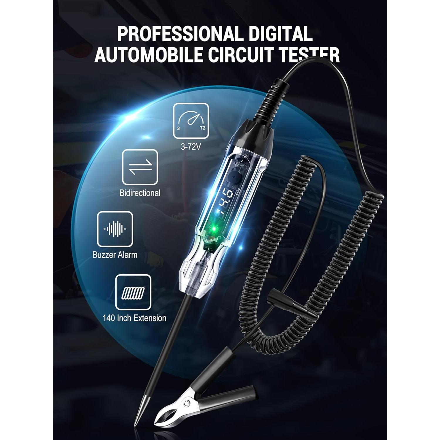 Probador de Circuito Automotriz EVOULTES 3-72V con Buzzer