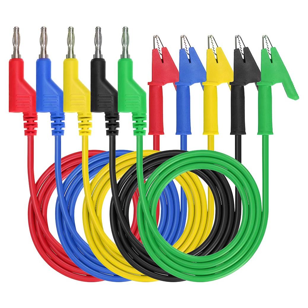 Cables de Prueba Sumnacon 1M Banana a Clip Cocodrilo 5PCS
