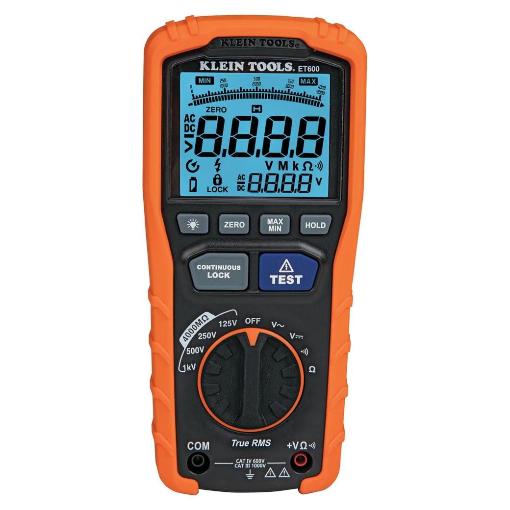 Multímetro Klein Tools ET600, Megohmmeter 4000MΩ 1000V