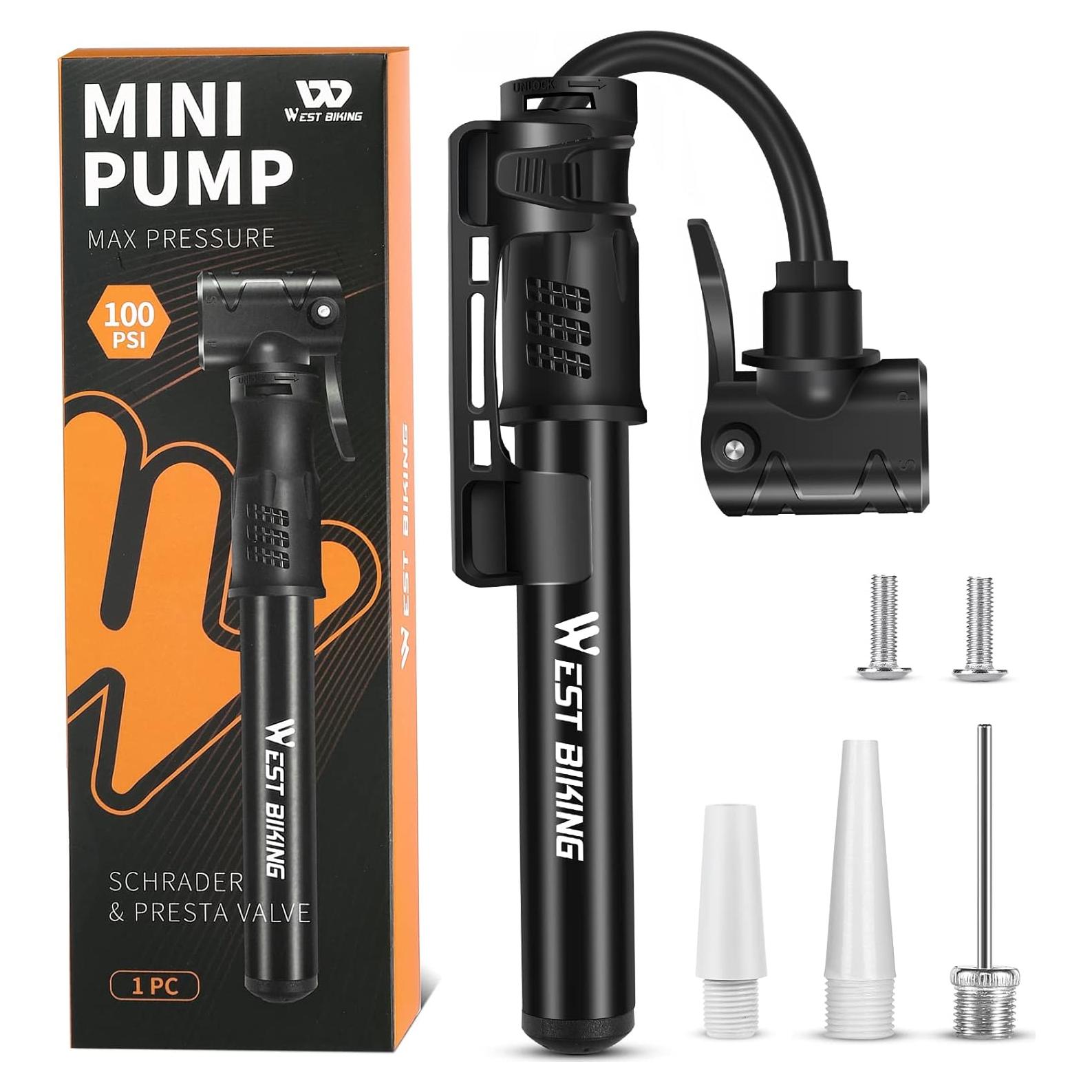 Mini Bomba de Bicicleta West Biking Aluminio 130g Presta Schrader