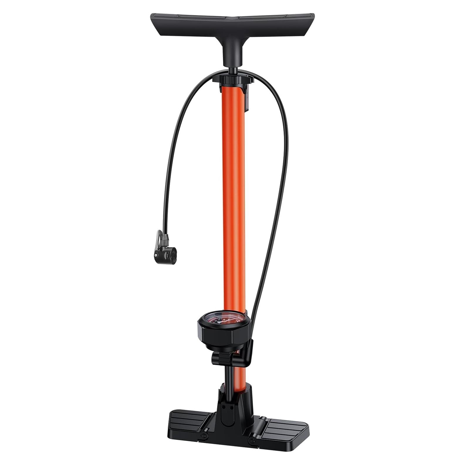 Bomba de Pie POWVINE ZD6132 160PSI con Manómetro para Bicicleta