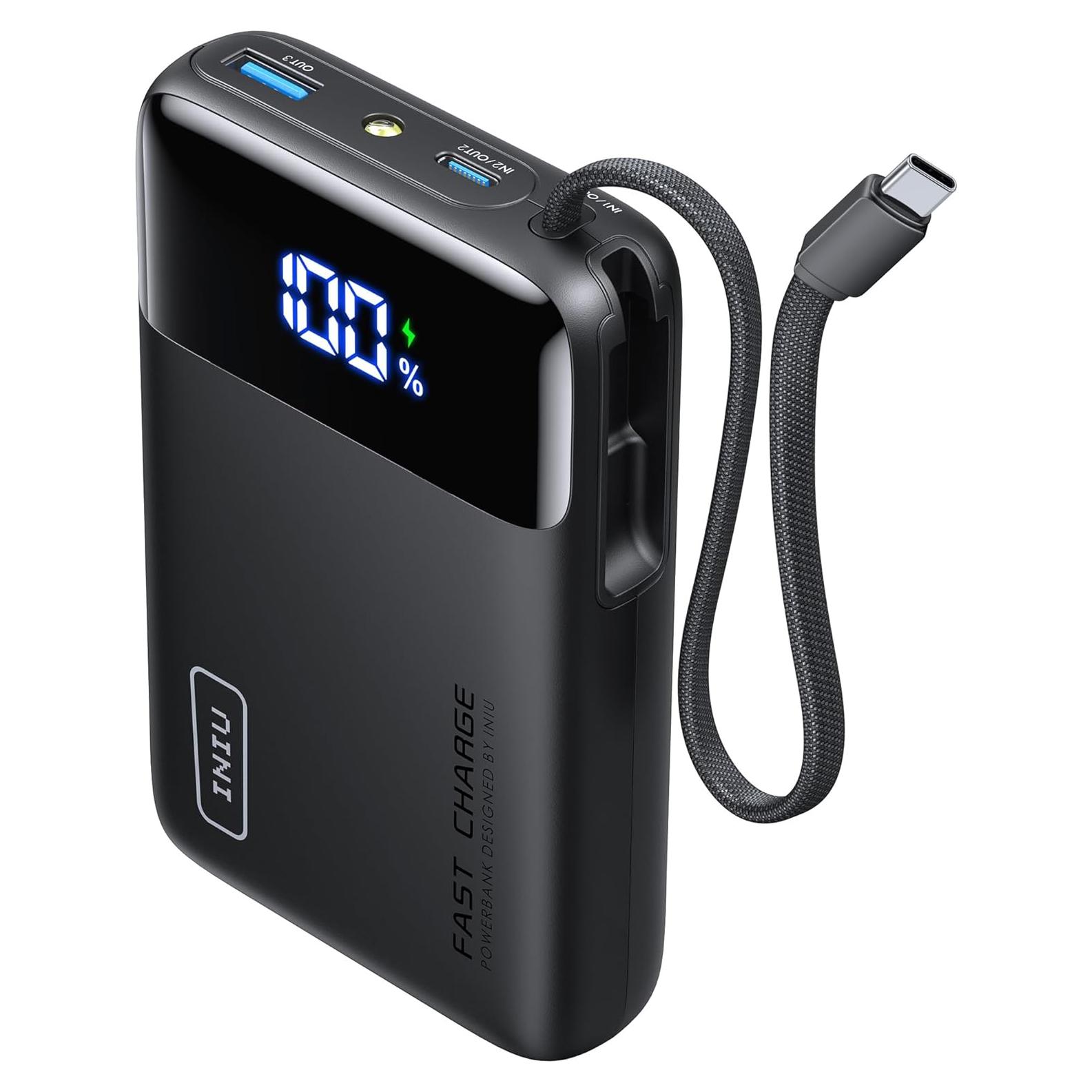 Cargador Portátil INIU 20000mAh 45W USB-C Integrado Negro