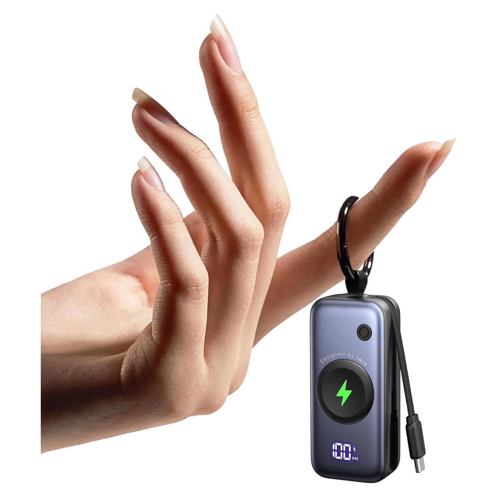 Portable Charger, 5000mAh 20W External Phone Battery Pack, PD Fast Charging Keychain Power Bank with USB C Cable and Watch Charger, for iPhone 17 16 15 Air, Apple Watch Ultra 11 10 9 8 SE, etc.