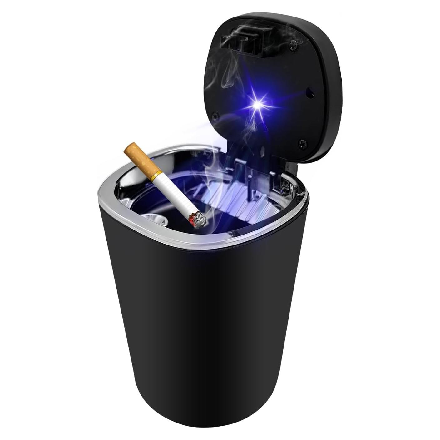 Cenicero de coche Ohleats con luz LED y tapa a prueba de olores