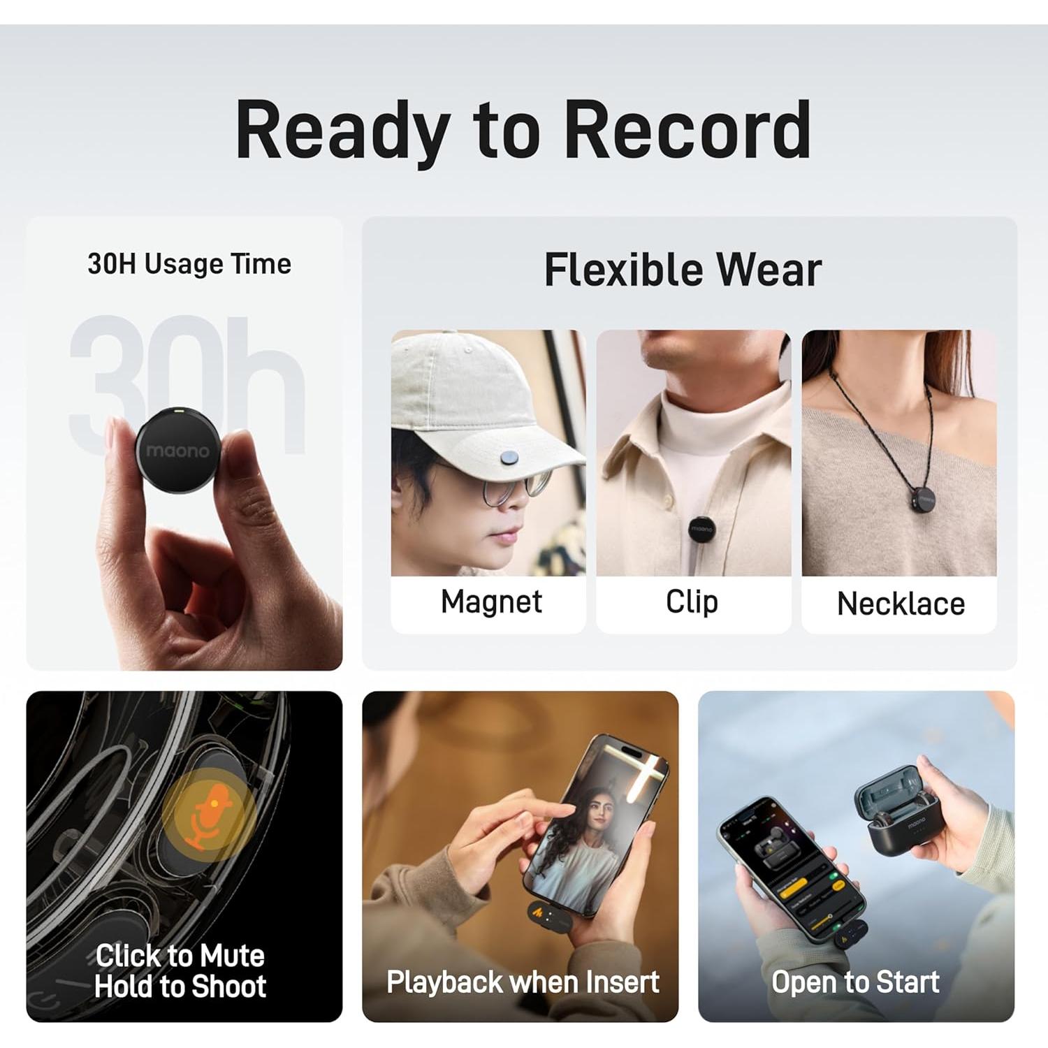 Micrófono Lavalier Inalámbrico MAONO Wave T5 48kHz 24bit