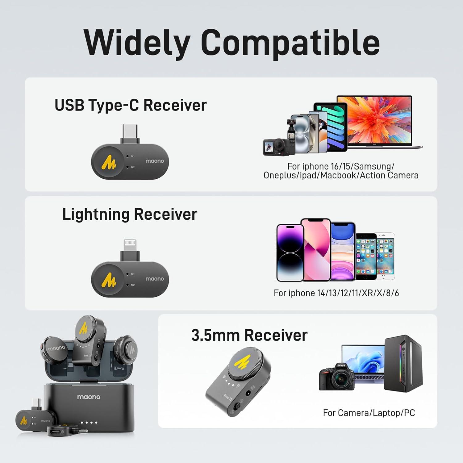 Micrófono Lavalier Inalámbrico MAONO Wave T5 48kHz 24bit