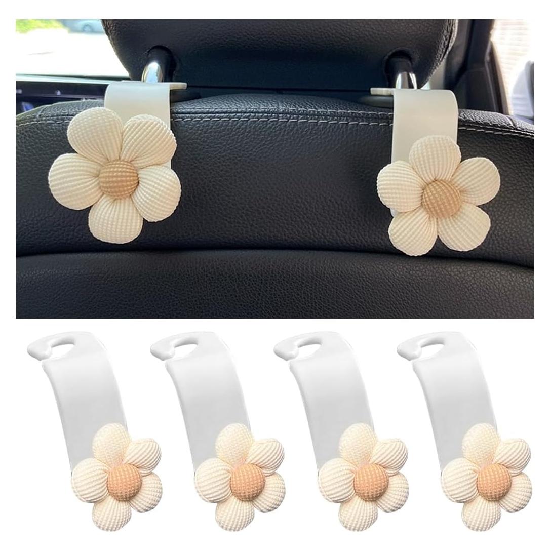 Ganchos para Reposacabezas de Coche KHGUZ Beige/Blanco 4Pcs