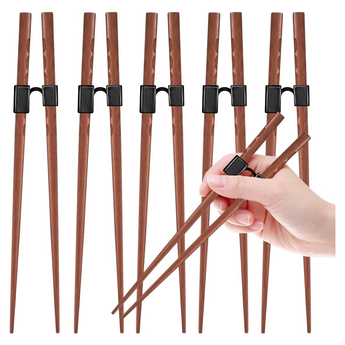 5 Pares de Palillos Reutilizables de Entrenamiento Tortuga Rosa