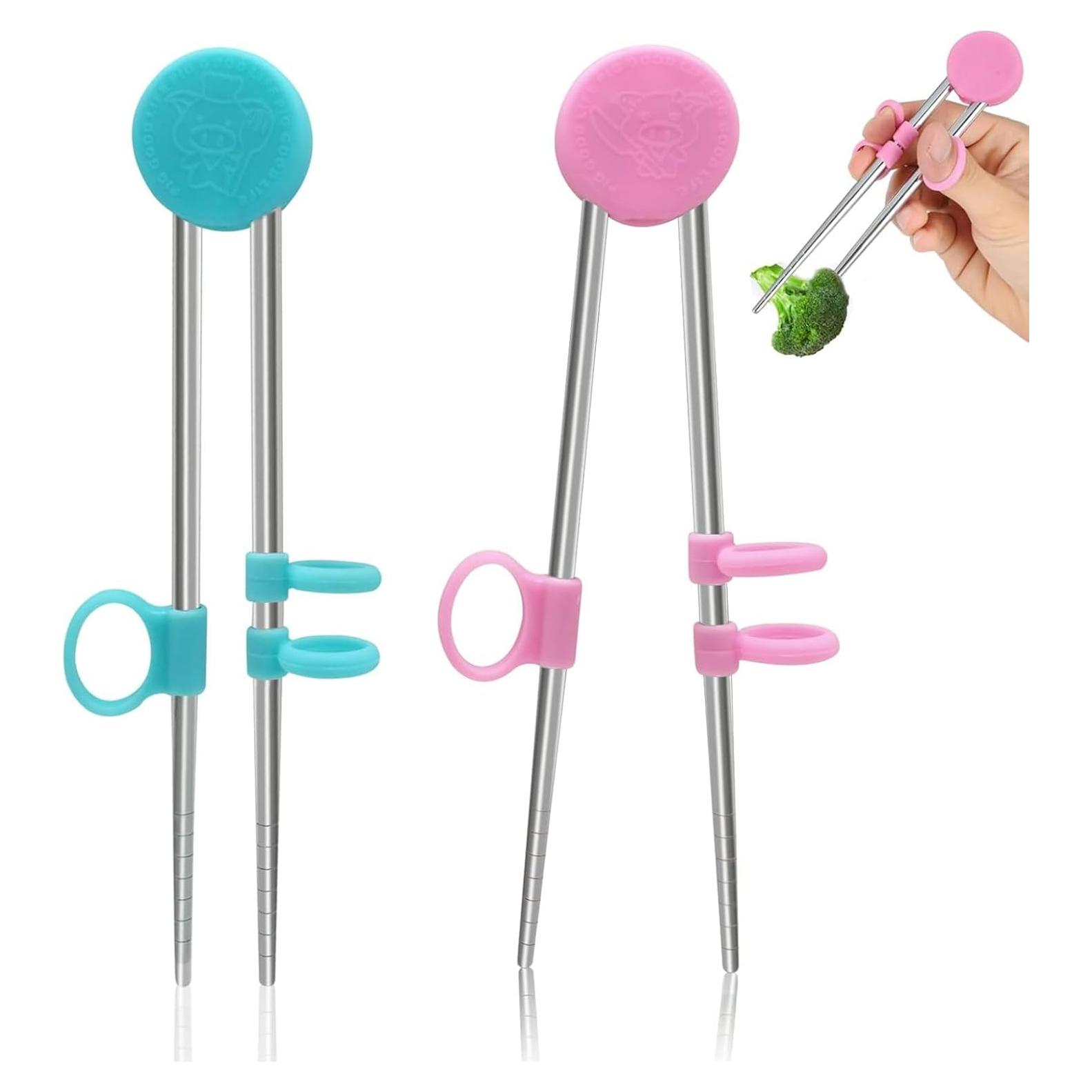 2 Pares de Palillos Reutilizables BWESOO Acero Inoxidable