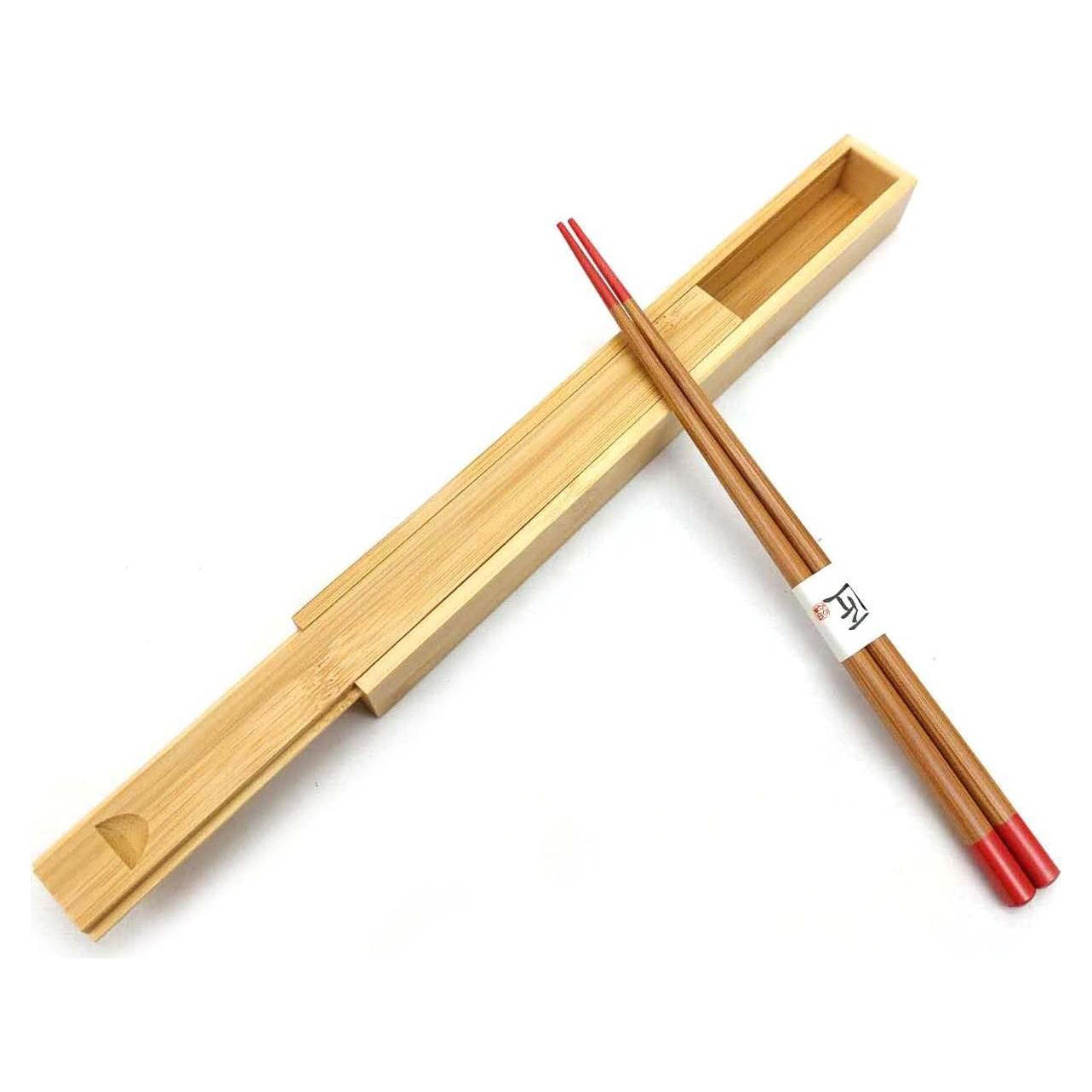 Palillos de Bambú Portátiles JapanBargain 2214 Estuche Rojo