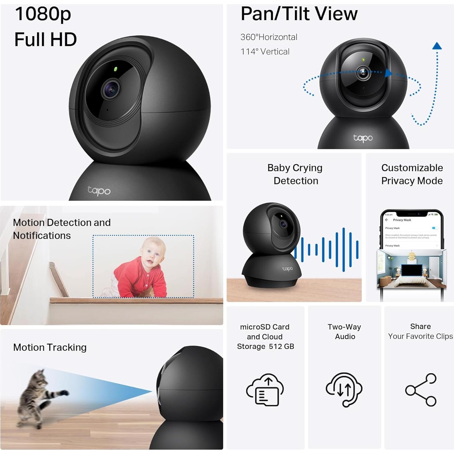 Cámara de Seguridad TP-Link Tapo C201 1080P Pan/Tilt Wi-Fi