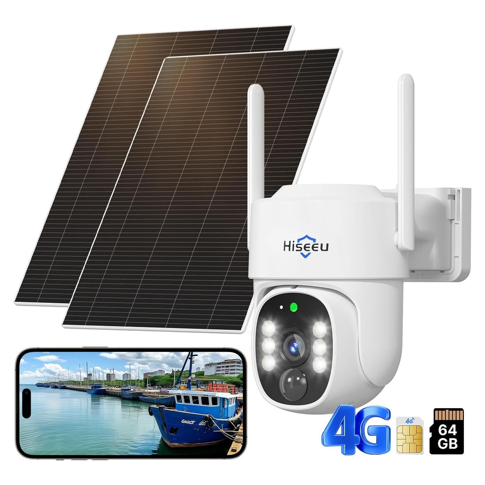 Cámara de Seguridad 4G Hiseeu Solar Exterior 2K HD