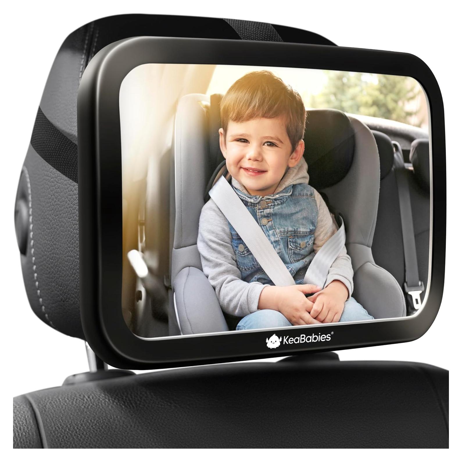 Espejo de Coche para Bebés KeaBabies Grande 360° Negro