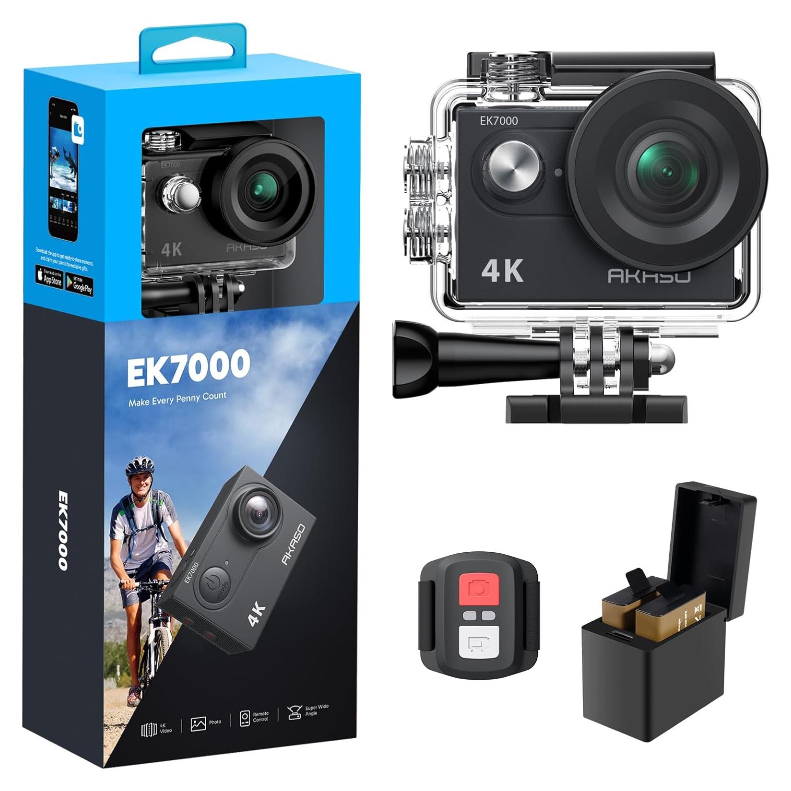 Cámara de Acción AKASO EK7000 4K 20MP WiFi EIS Negra