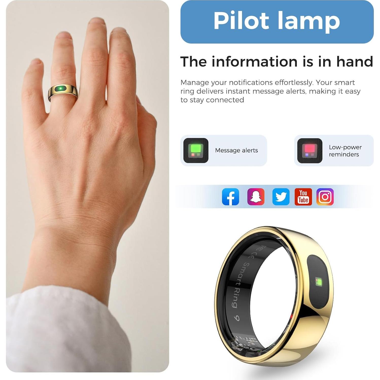 Anillo Inteligente Hugrow R08 Dorado Control Gestos IP68