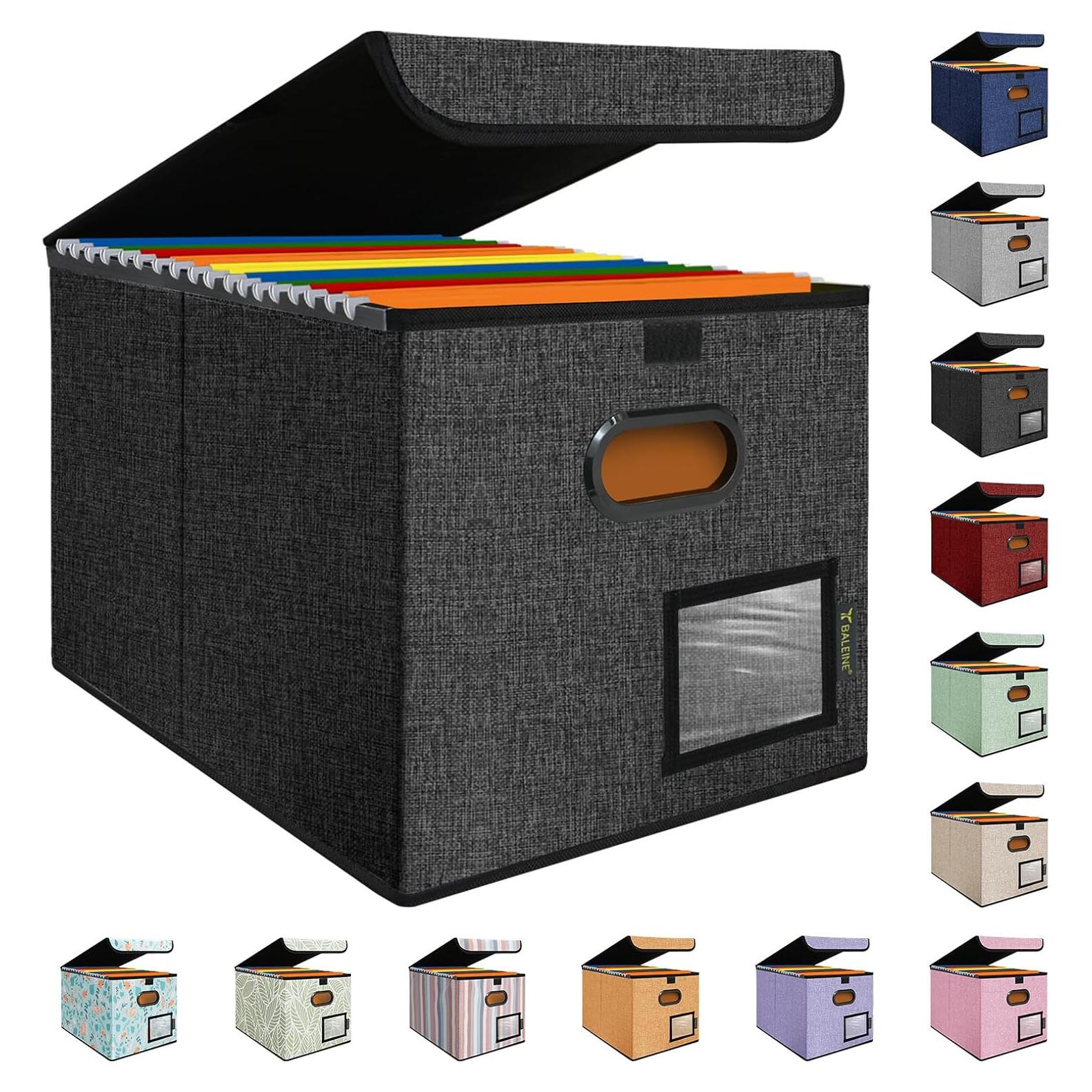 Caja Organizadora de Archivos BALEINE Plegable Negra 38x32x28 cm