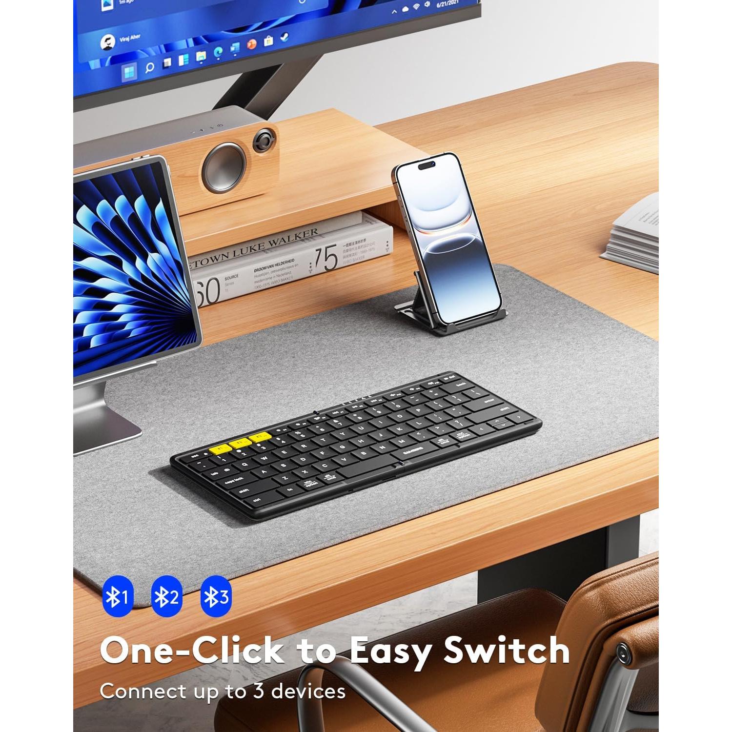 Teclado Bluetooth Plegable Samsers KF08S con Funda PU