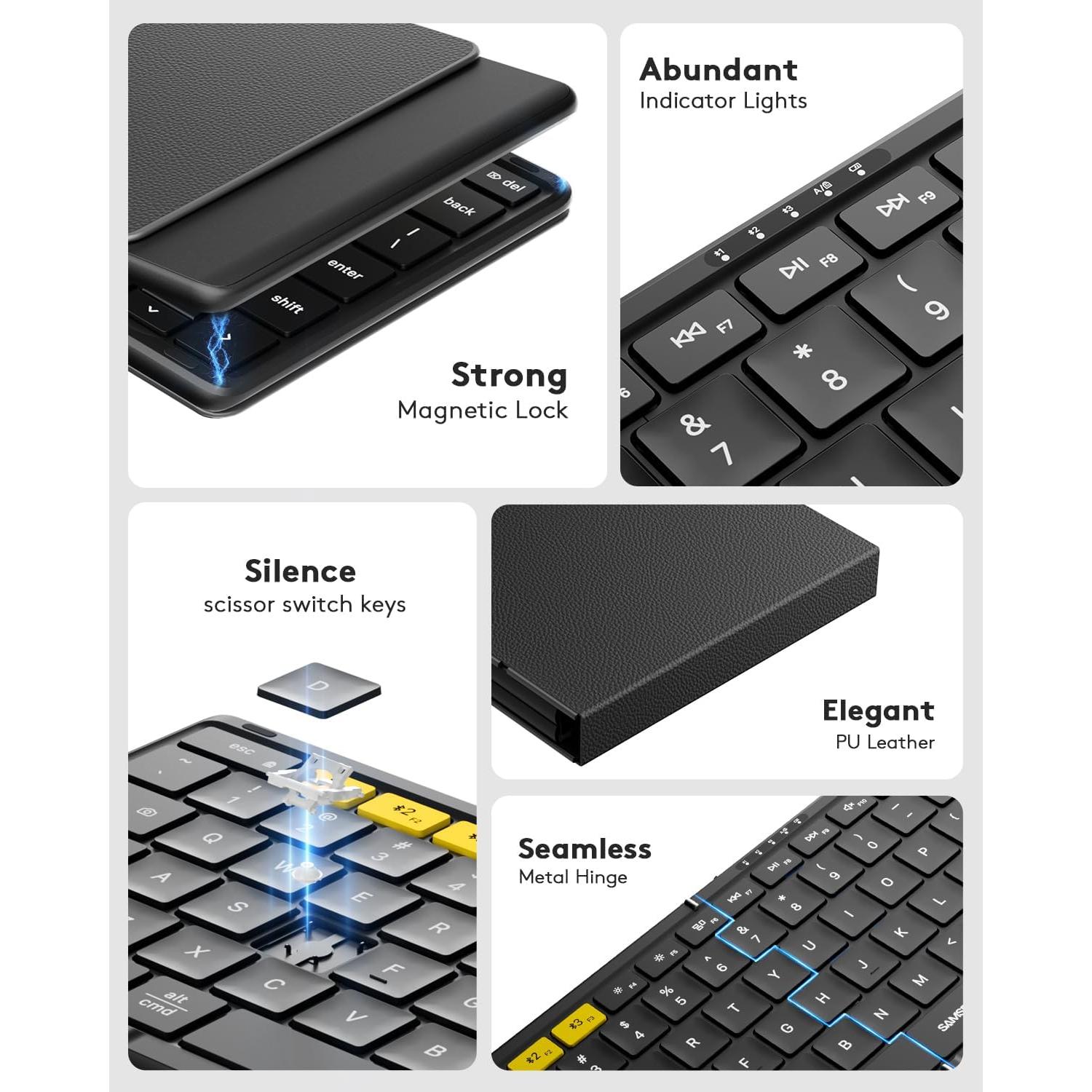 Teclado Bluetooth Plegable Samsers KF08S con Funda PU