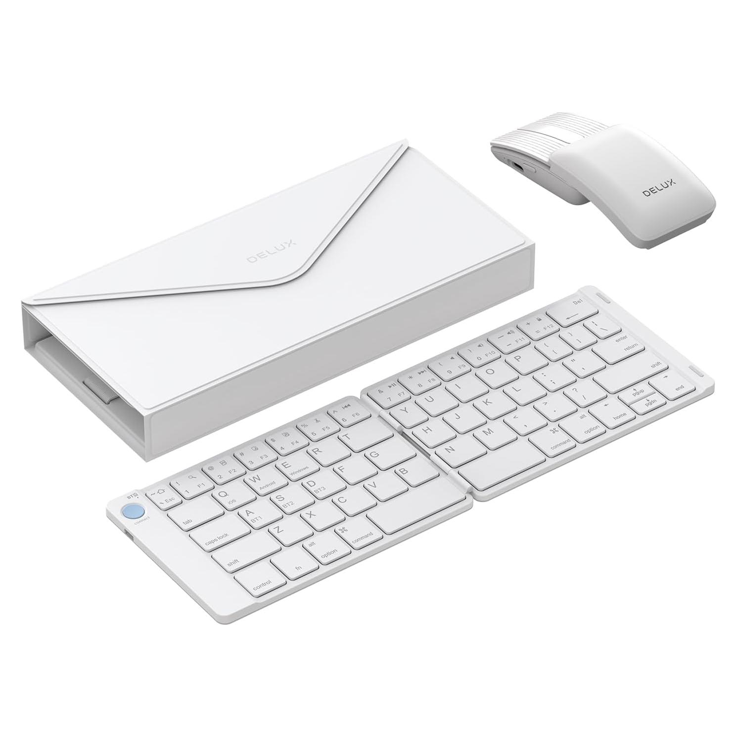 Teclado y Ratón Inalámbricos DeLUX PockCombo Blanco