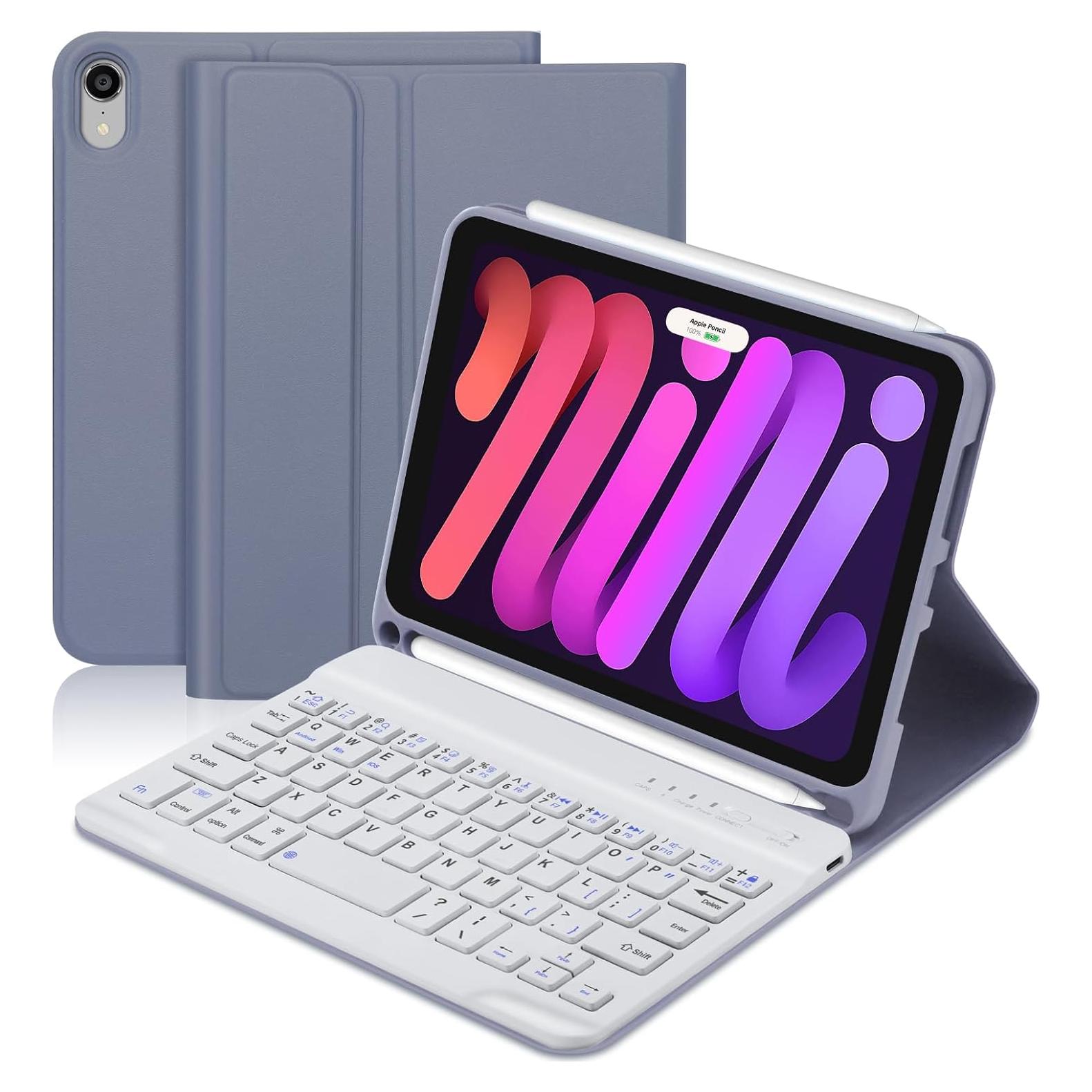 Funda Teclado Boriyuan para iPad Mini 6 2021 8.3" Lavanda