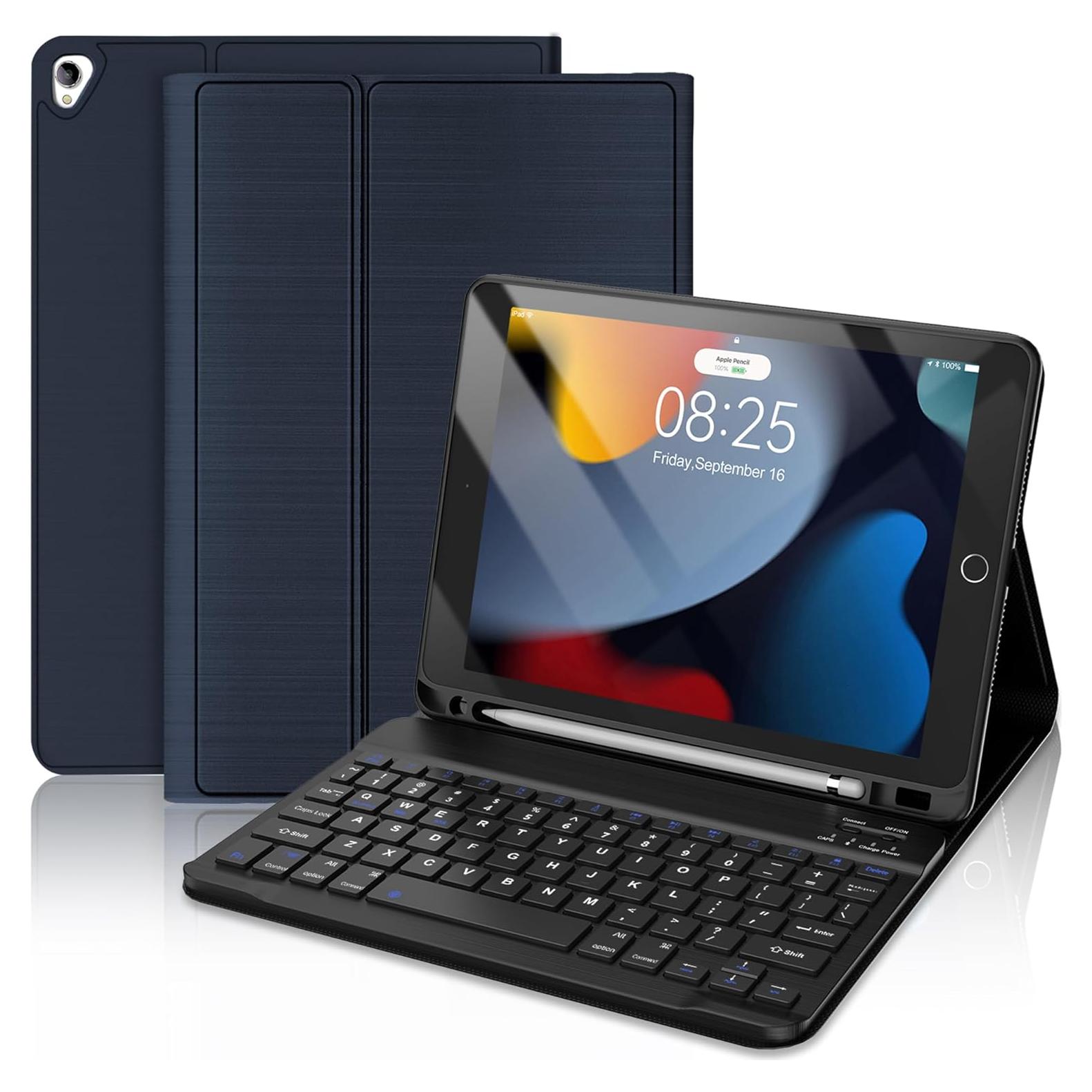 Funda D DINGRICH con teclado para iPad 10.2 9ª/8ª/7ª gen