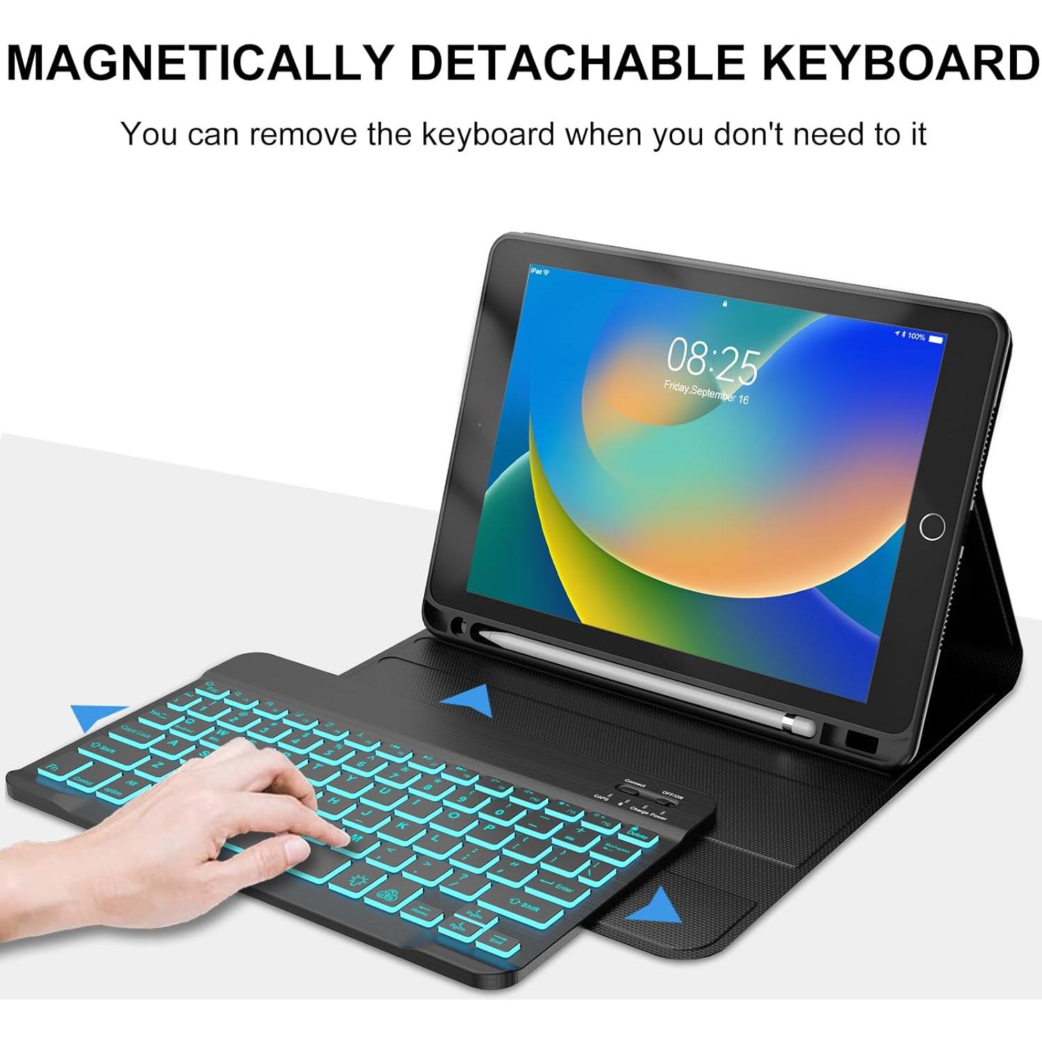 Funda Teclado Bluetooth BORIYUAN para iPad 10.2/10.5" Negro