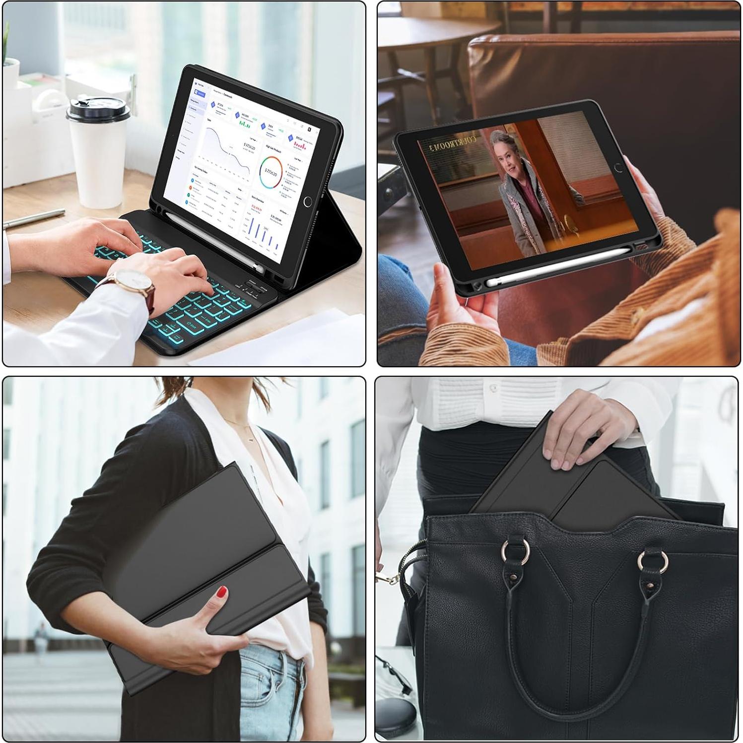 Funda Teclado Bluetooth BORIYUAN para iPad 10.2/10.5" Negro