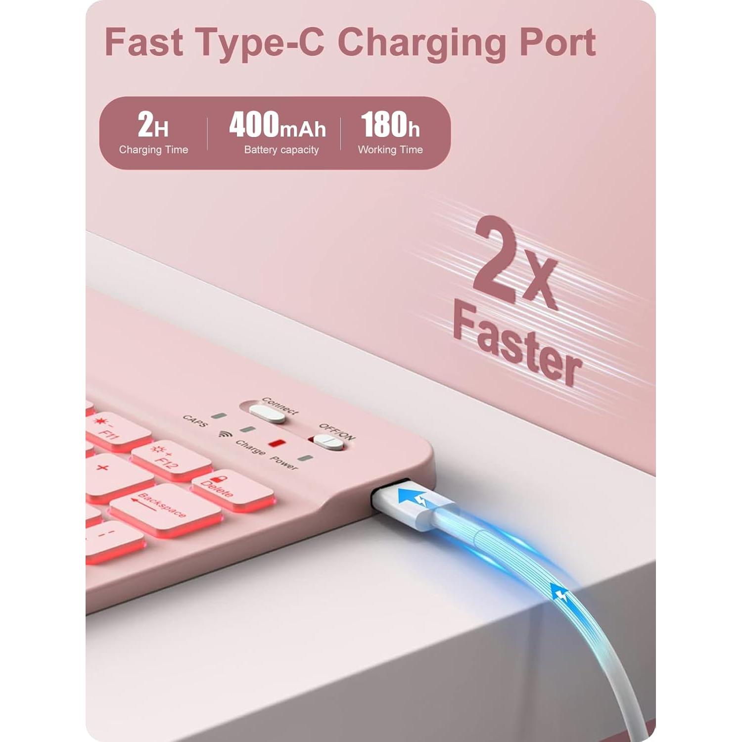 Funda Teclado Hamile iPad 10.2"/10.5" Retroiluminada Rosa