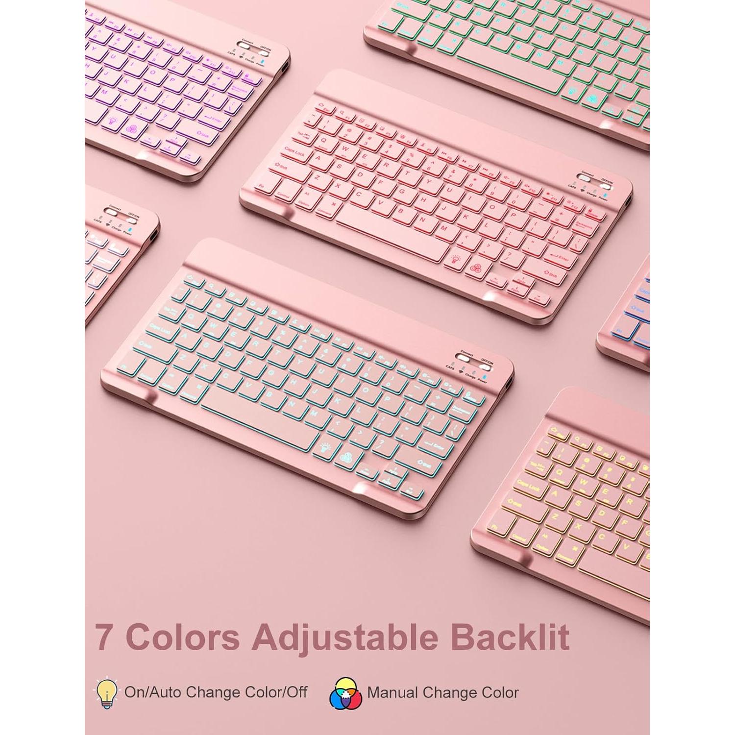 Funda Teclado Hamile iPad 10.2"/10.5" Retroiluminada Rosa